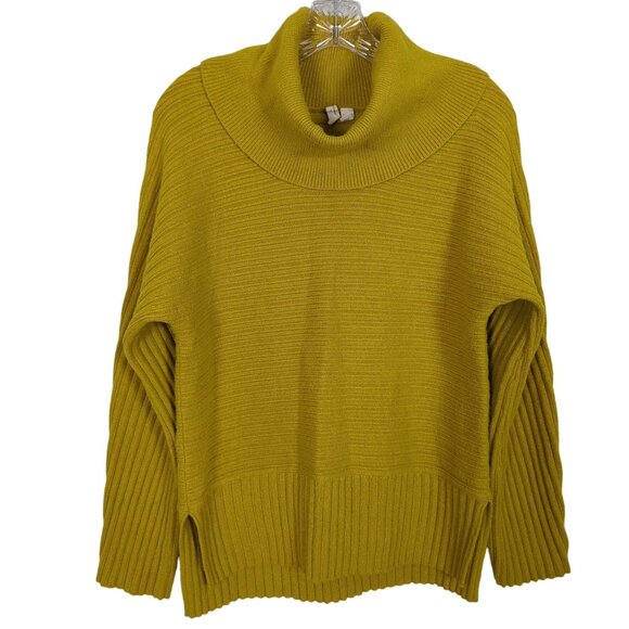 Moth‎ By Anthropologie Mustard Yellow Turtleneck Sweater size XS Ribbed Knit - Picture 1 of 14